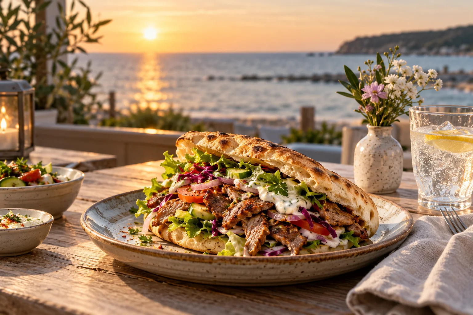 KI-Symbolbild: gedeckter Tisch am Meer